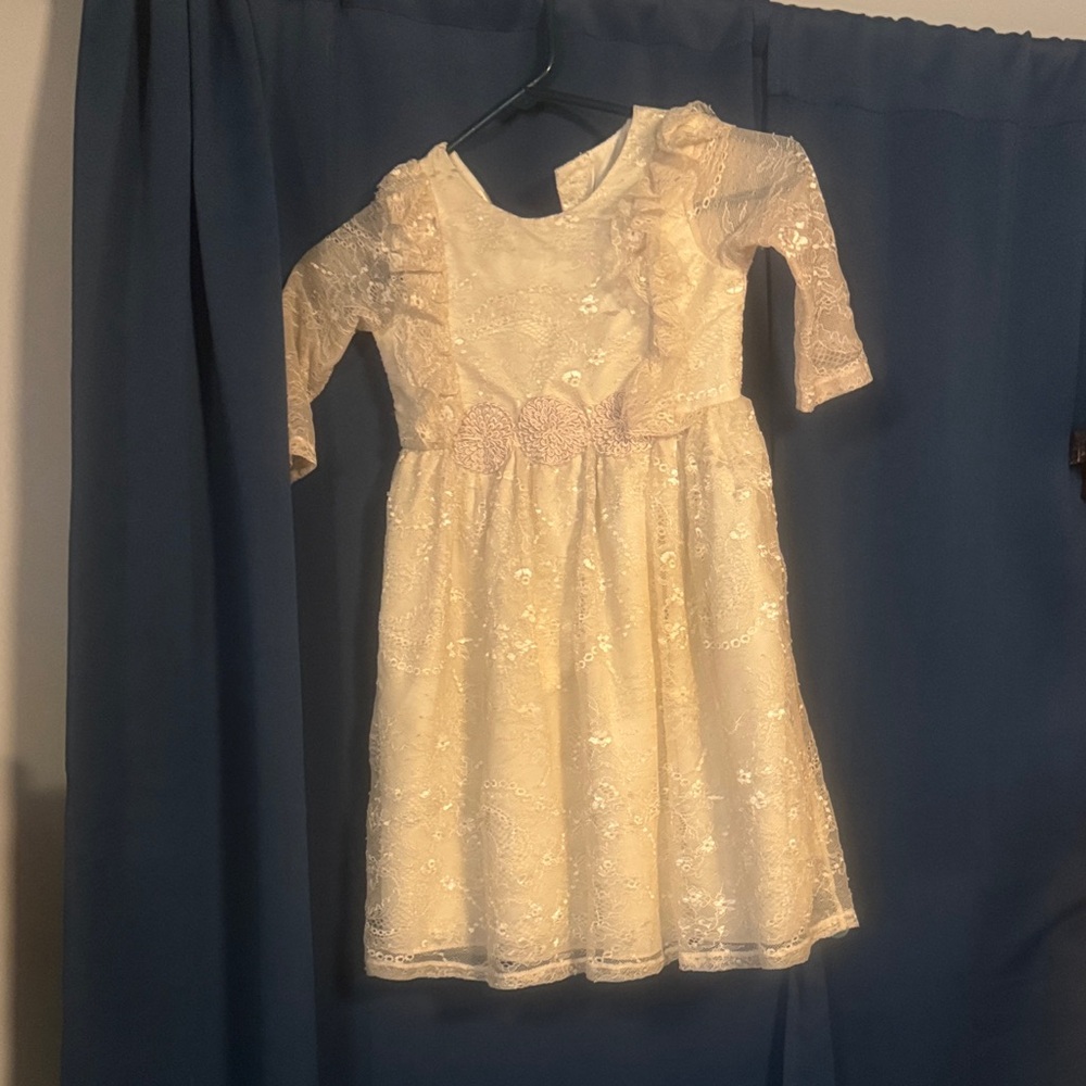 Laura Ashley Cream Lace Formal Kids Dress
